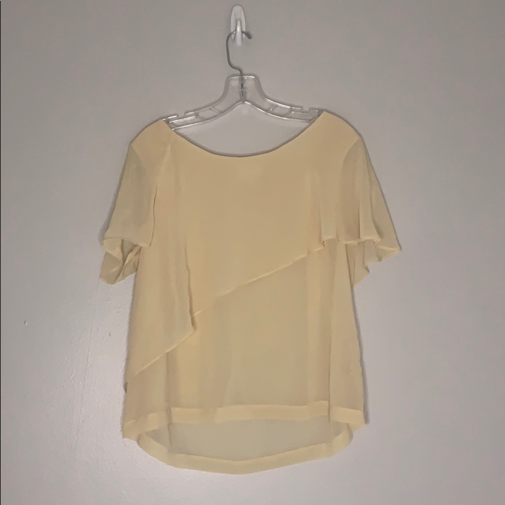 Anthropologie Pins & Needles Cream Tier layer drape large women’s shirt T-shirt